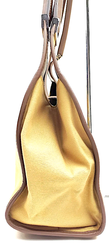 Gucci Italy. Brown Stripe Canvas Jackie Shoulder Bag