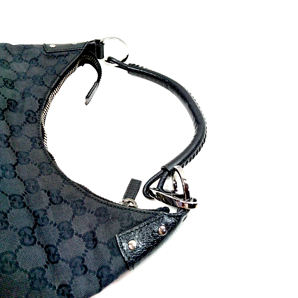 GUCCI ITALY. Vintage Black Canvas Logo Bag