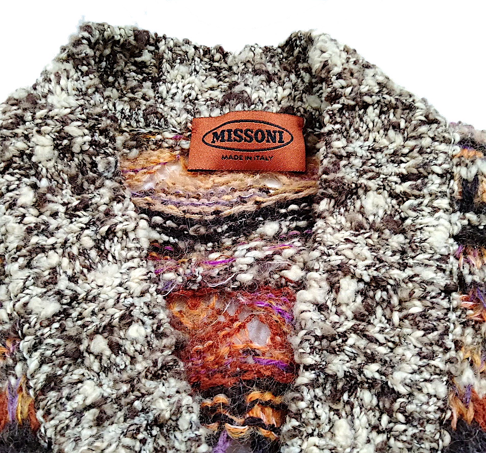 MISSONI ITALY. Vintage Multi-Color Wool, Nylon, Mohair s Cardigan Style Sweater/Top