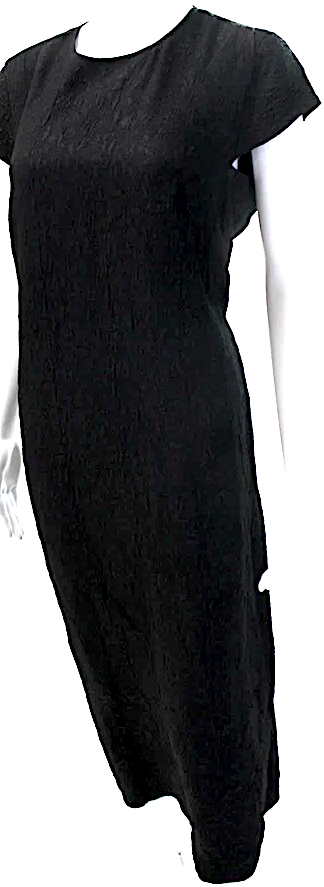 Dries Van Noten Belgium Black Round Neck Short Sleeve Sheath Dress