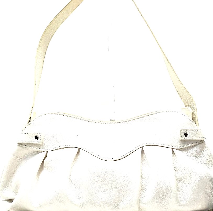 Ferragamo Itay. White Leather Shoulder Bag / Hand Bag