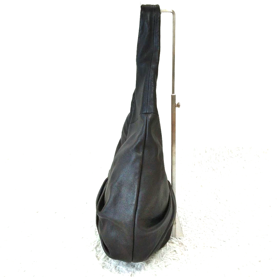 Kawa-kawa Japan. Black Leather One-Shoulder Hobo Style Shoulder Bag