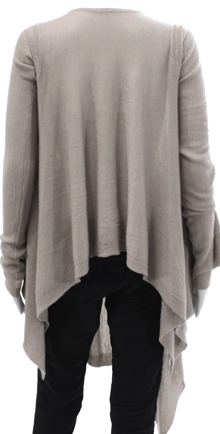 Rick Owens Paris. Beige Long Sleeve Oversized Draped Cashmere Sweater
