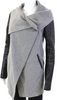 Mackage Gray Wool Black Leather Trim Sleeves,  Collared Jacket