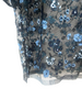 UNITED TOKYO JAPAN. Black Blue Semi-Sheer Embroidered Floral Short Sleeve Blouse