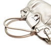 Ferragamo Italy. Gray Metallic Pebbled Leather Shoulder Bag / Hand Bag