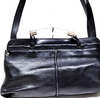 Chloe Paris. Black Leather Lucite Poured Handles Shoulder Bag