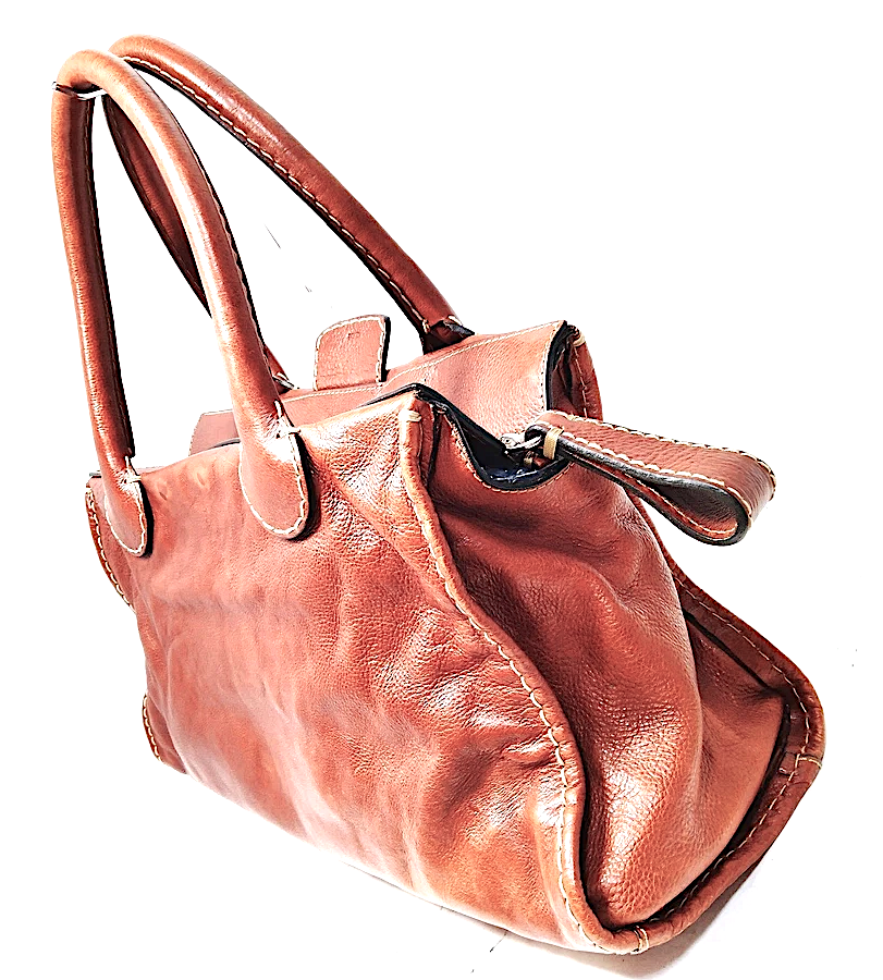 Chloe Paris. Phoebe Philo. Cognac Brown Leather XL Weekender Tote Bag / Shoulder Bag
