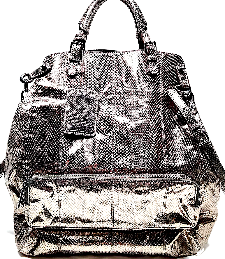 Dolce&Gabbana Itay. Silver Printed Leather Space Age Tote Bag / Shoulder Bag