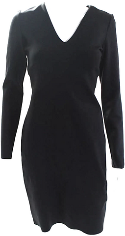 long sleeve v neck black bodycon dress long sleeve bodycon v neck dress Long Sleeve Sweetheart Neckline Bodycon Black Dress