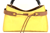 GUCCI Italy. Vintage Yellow Canvas/Leather Bamboo Tote Bag/ Shoulder Bag