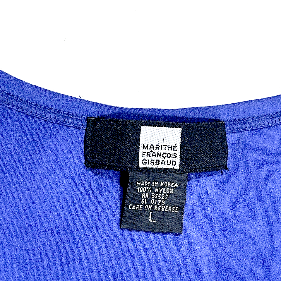 Marithe + Francois Girbaud Paris. Blue Nylon Sleeveless Blue Midi Dress