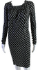 Balenciaga Paris Black Pleated Long Sleeve Plaid Shift Dress