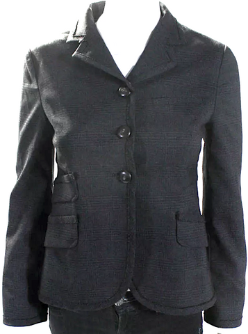 PAIGE NY. Black Woven Faux Fur Plaid Collared Double Breasted Trench Coat