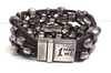 1 Para Mi. MADRID. Handmade Spain.  Silver Plated, Pewter, Sterling Chunky Leather Bracelet