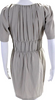 Jil Sander Beige Pleated Round Neck Short Sleeve Zip Up Dress