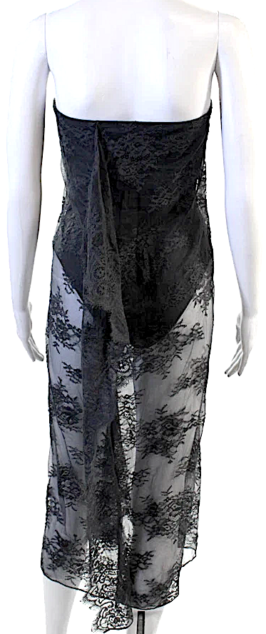 Christopher Esber Sydney. Black Strapless Semi-Sheer Slip Dress