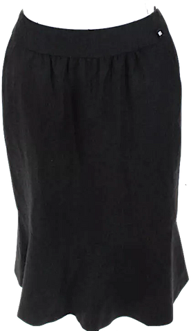 Prada Italy. Black Virgin Wool Knee-Length Skirt