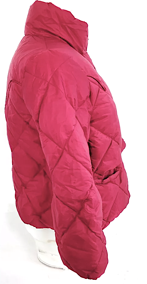 Miu Miu Italy. Pink Nylon 3/4 Sleeve Down Filled Quilted Jacket