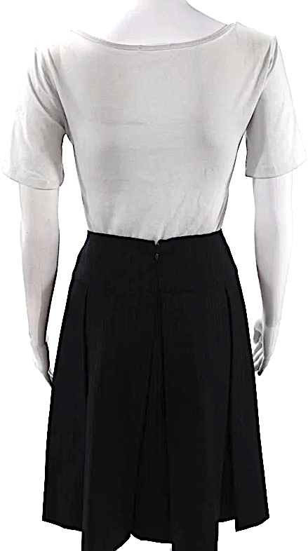 Prada Italy. Midnite Blue Wool Pleated Pinstriped High Waisted Midi Skirt