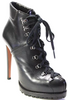 Azzedine Alaia Paris. Black Lace Up Leather Stiletto Combat Boots Booties Size 37.5