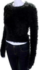 Autumn Cashmere Black Fuzzy Crew Neck Long Sleeve Faux Fur Sweater