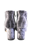 Manolo Blahnik Paris. Vintage Gray Velvet Pointed Toe Block Heels Ankle Boots
