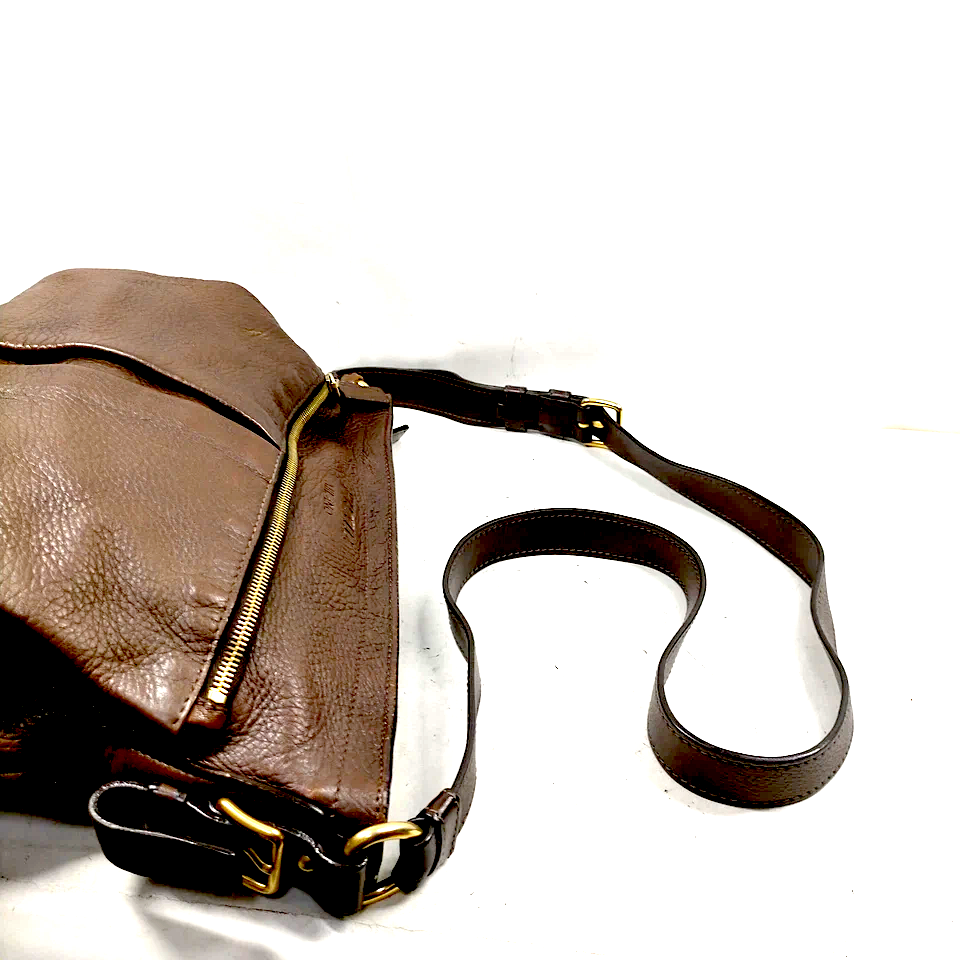 Prada Italy. Brown Pebbled Leather Shoulder Bag / Crossbody bag