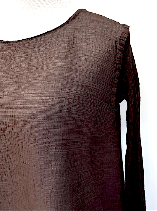 Issey Miyake Japan. Tunic, Brown, One Size Semi Sheer Cauliflower,