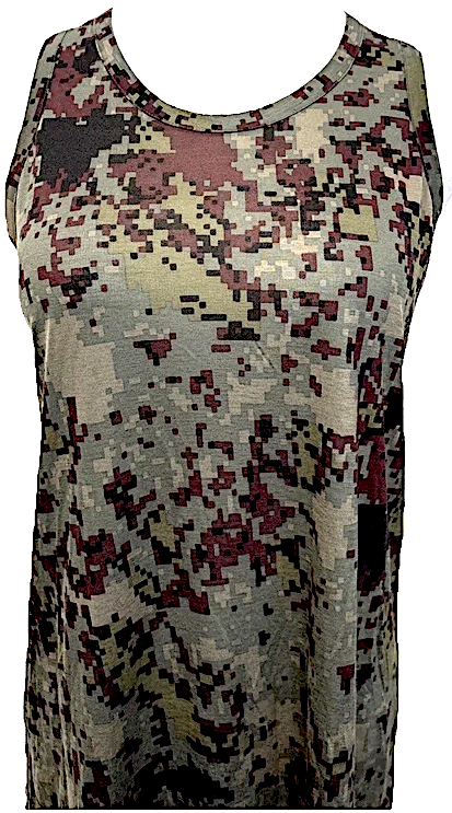 Yohji Yamamoto Japan. Modern Pixelated Camo Printed 100% Tencel Tank Dress