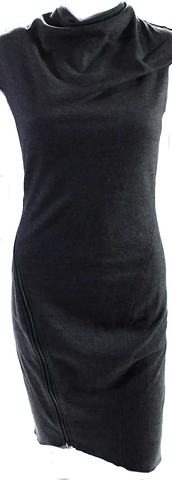 J.W. Anderson UK. Black/Grey/Navy Merino Wool Midi Length Dress