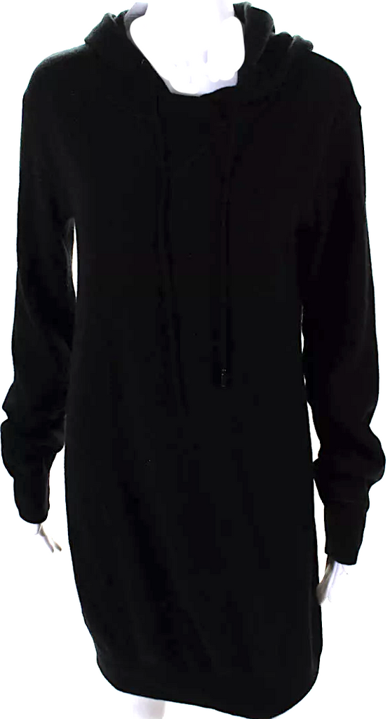 Dolce & Gabbana Italy. Black Wool Pullover Hooded Sweater Dress