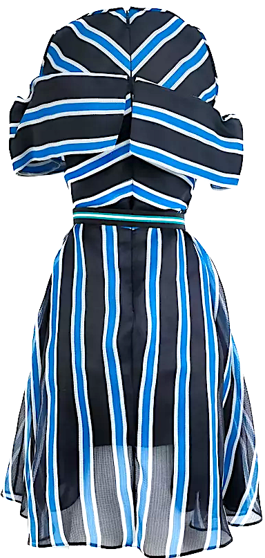 Fendi Italy. Blue Chevron Pattern Collection Cotton, Polyester, Polyurethane Dress