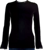 Helmut Lang NY. Back Zip Black Studded Accents Faux Leather Trim Viscose Knit Top