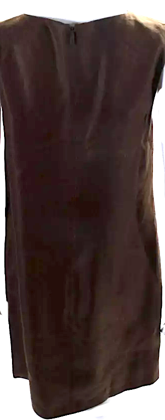 Gucci ITALY. Bronze Silk Blend Gold Tone Sleeveless Shift Dress