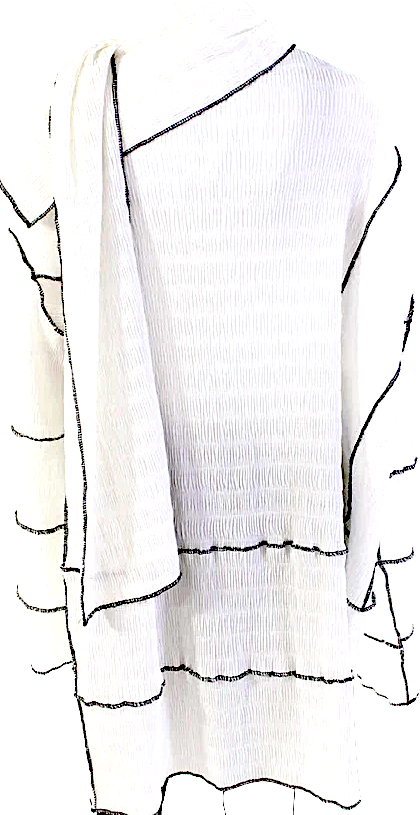 Ivan Grundahl Copenhagen. White/Black Contrast Pleats (Like Issey MIyake) Polymaide Wrap Open Dress/Coat