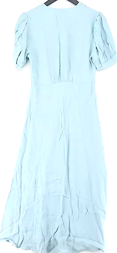 Ghost London UK. Tanya Sarne. Blue 100% Viscose Blend Short Sleeve Long V-Neck Maxi Dress