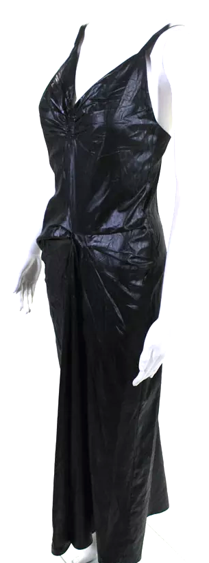 Maison Margiela Paris. NEW. With Tags. Black V-Neck Polymaide Maxi Dress