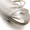 Ferragamo Italy. Gray Metallic Pebbled Leather Shoulder Bag / Hand Bag