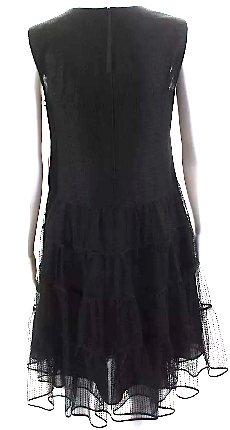 Adeam Japan. NEW. W/TAGS. Black Tiered Round Neck Sleeveless Zip Up Hanabi Dress