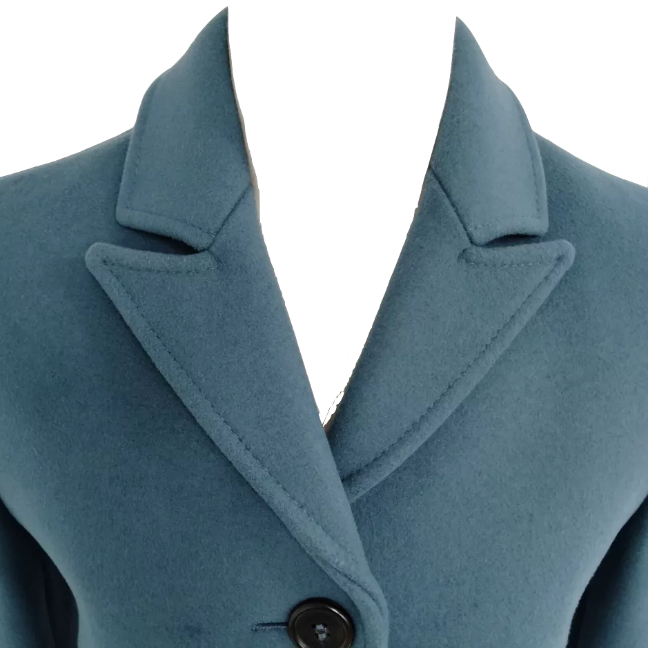 Prada Italy. Blue/Teal Wool, Nylon, Cashmere, Elastane, Polyester Silk Coat/Blazer