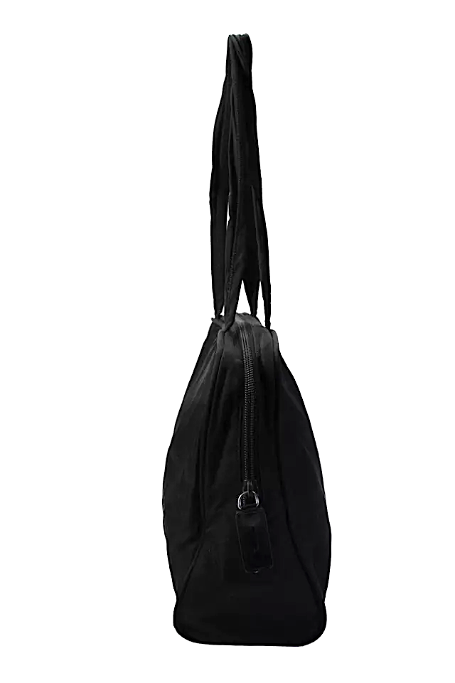 Prada Italy. Black Tessuto Nylon Zip Medium Shoulder Bag