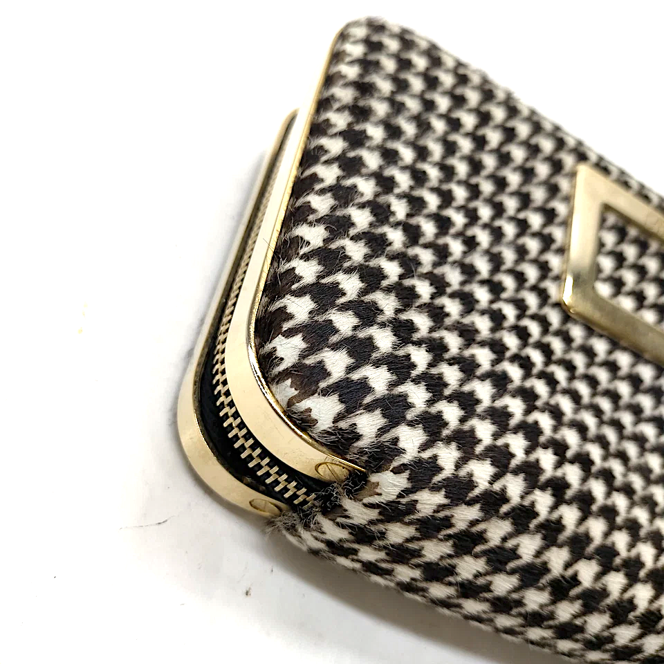 Roger Vivier Paris. NWOT. Ponyhair Fur Houndstooth Pattern Clutch Bag