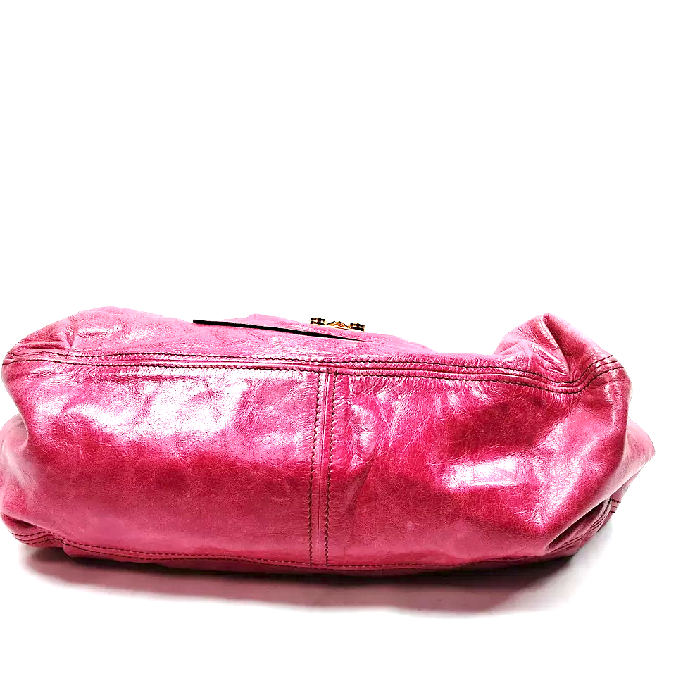 Miu Miu Italy. Pink Distressed Leather Shoulder Bag / Hand Bag