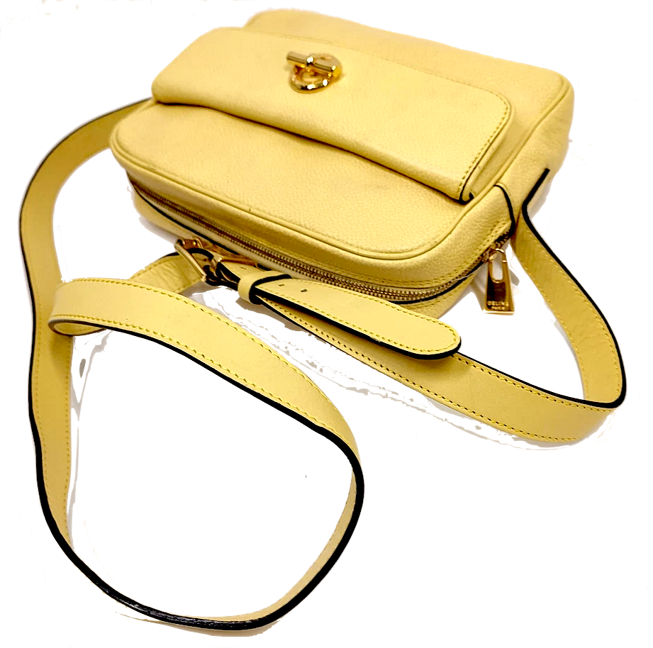 CELINE PARIS. Yellow Leather Gold Plated Hardware