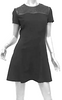 Proenza Schouler NY. Black Black Stretch Silk Woven Leather Yoke Skater Mini Dress