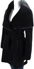 Menchi For Intermix Black Wool Fleece / Leather Trim Coat Jacket