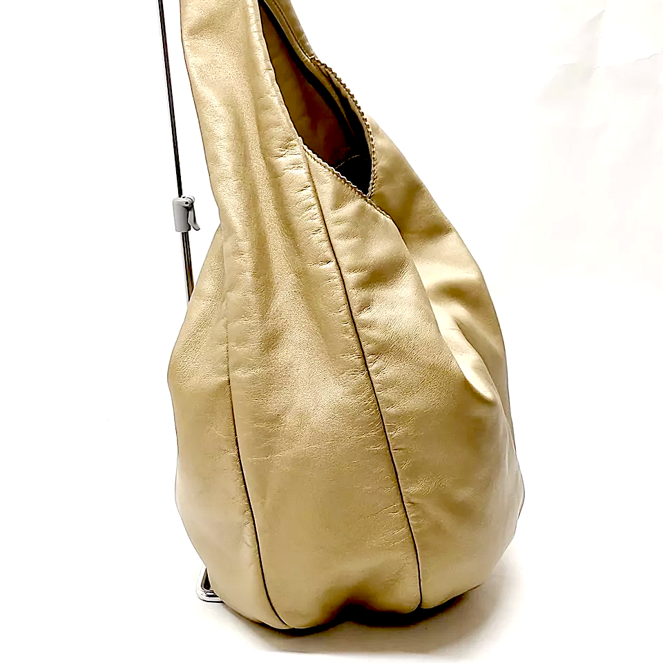 LOEWE Madrid. Beige/Gold Lambskin Leather Shoulder Bag