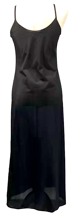 Ivan Grundahl Copenhagen. Black Acetate/Nylon Maxi Slip Dress