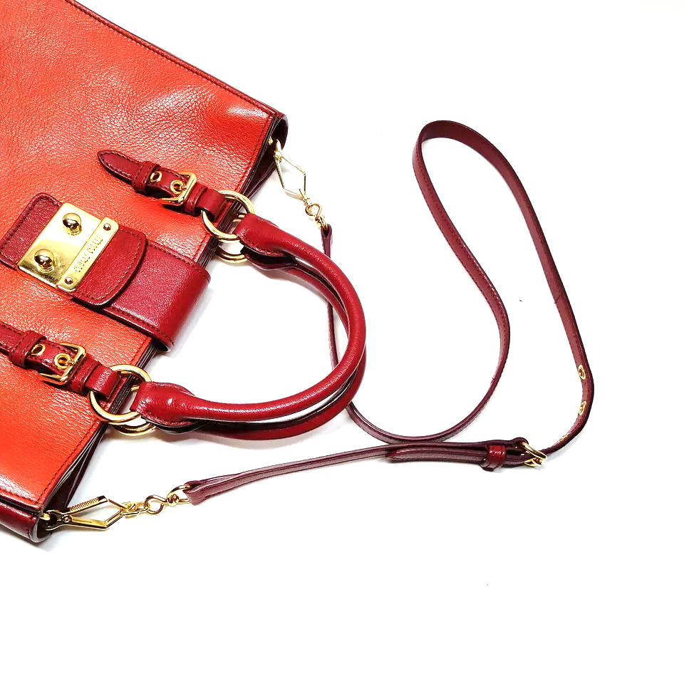 Miu Miu Italy. Orange/Red Leather Shoulder Bag / Crossbody Bag